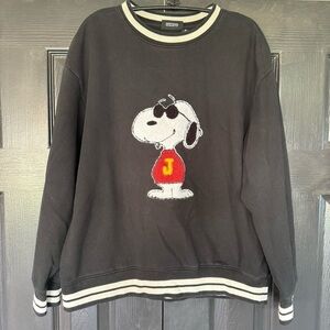 Peanuts “Joe Cool” Black Crewneck Sweater with Snoopy Design